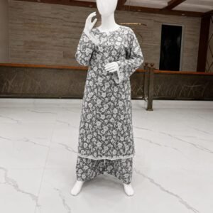 Grey Floral Printed Lawn Suit (2-Piece)
